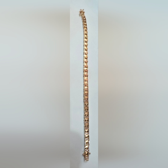 NATURAL BLUE SAPPHIRE BRACELET 14K GOLD OVER STERLING 925 | 8 INCHES - Picture 5 of 5